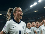 England’s Euro 2025 Victory: Lionesses Shine in Shootout Win Alt text: Scene of England’s Euro 2025 victory, with Alessia Russo scoring the equalizer.