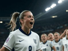 England’s Euro 2025 Victory: Lionesses Shine in Shootout Win Alt text: Scene of England’s Euro 2025 victory, with Alessia Russo scoring the equalizer.