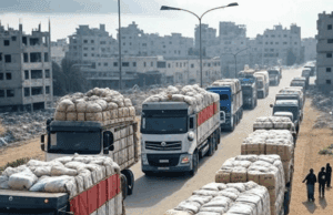 Gaza Crisis 2025: Israel Announces Tactical Pause Amid Aid Efforts Alt text: Image of Gaza crisis 2025, showing aid convoys entering Gaza City during tactical pause.