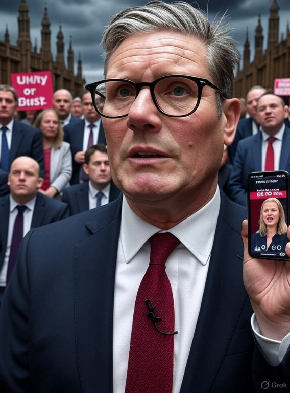 labour_party_faces_internal_strife_2025_image3.jpg Alt text: Intense image of Labour Party faces internal strife in 2025, showing Starmer debating MPs with protest signs at 01:50 PM BST, July 17, against a stormy Parliament backdrop.