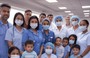 Measles Outbreak Concerns: UK Faces Urgent Health Crisis in 2025 Urgent image of measles outbreak concerns in 2025, showing a vaccination clinic in Salford at 12:00 PM BST, July 14, with healthcare workers and community support.