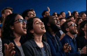 Oasis Reunion Buzz: Gallagher Brothers Tour Takes Centre Stage Alt text: Fans singing ‘Wonderwall’ in Oasis reunion buzz celebration.