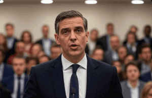 Political Spotlight on Immigration Reforms 2025 Alt text: Image of political spotlight on immigration reforms 2025, showing UK Home Office officials announcing new visa rules.