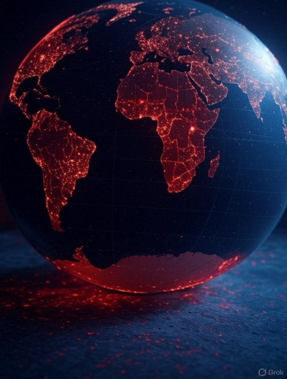 Representation of what is the latest cybersecurity threat, illustrating zero-day exploits on a global digital network