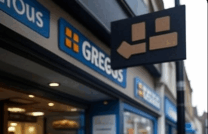 FTSE 250 Performance: Slight Dip Amid Corporate Shifts Alt text: Scene of FTSE 250 performance, with Greggs bakery and downward arrow.