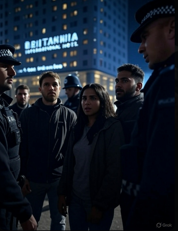 migrant_hotel_protest_news_police_presence.jpg Alt text: Image of migrant hotel protest news, showing police presence at Britannia Hotel.