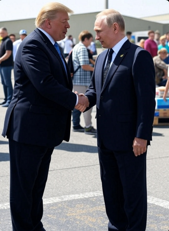 trump-putin-summit-2025.jpg Alt Text: U.S. President Donald Trump and Russian President Vladimir Putin shaking hands at the Alaska summit on August 15, 2025, with a military base backdrop.