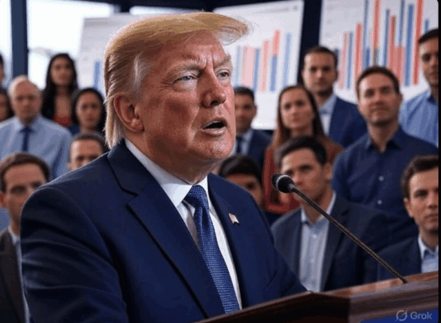 trump-tariff-announcement-2025.jpg Alt Text: President Trump announcing tariff policies in 2025, surrounded by charts showing economic impacts, with a diverse audience in the background.