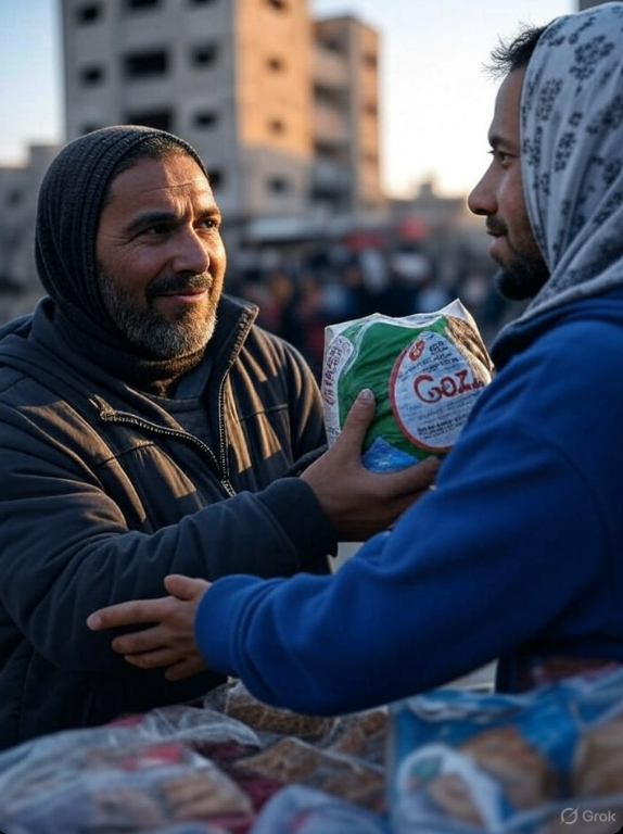 uk-aid-gaza-israel-hamas-conflict.jpg Alt Text: Humanitarian aid workers distributing supplies in Gaza during Israel-Hamas conflict.