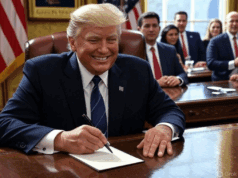 Latest Political Moves: Trump’s Pentagon Rebrand and Policy Shifts Alt Text: Illustration of President Trump signing an executive order for the "Department of War" rebrand, with GOP dinner and 9/11 Memorial elements.
