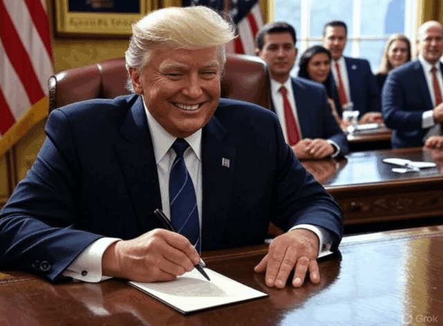 Trump’s-Bold-Moves-Pentagon-Rebrand-and-More Alt Text: Illustration of President Trump signing an executive order for the "Department of War" rebrand, with GOP dinner and 9/11 Memorial elements.